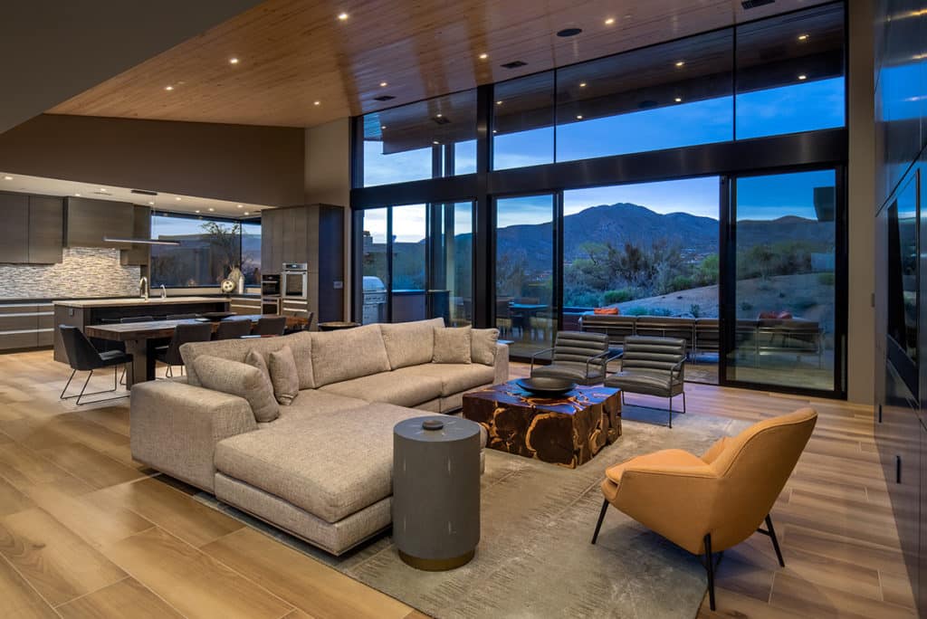 A Series 600 Multi-Slide Door seamlessly merges the main area of the home with the outdoors.