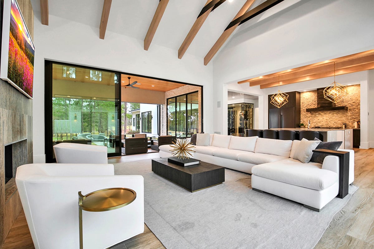 A multi-slide door incorporates the outdoor patio into the great room for expanded living space and easy entertaining.