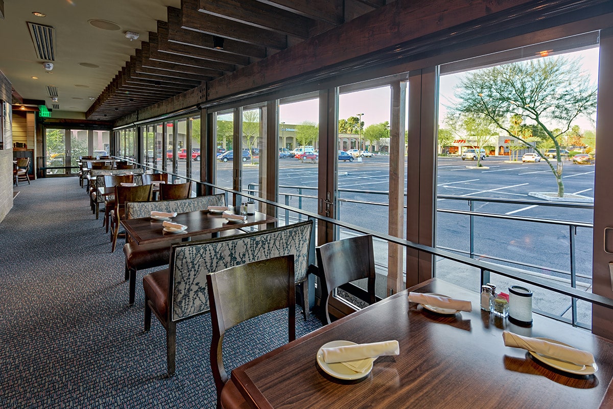 A view of the bi-fold doors from the inside.