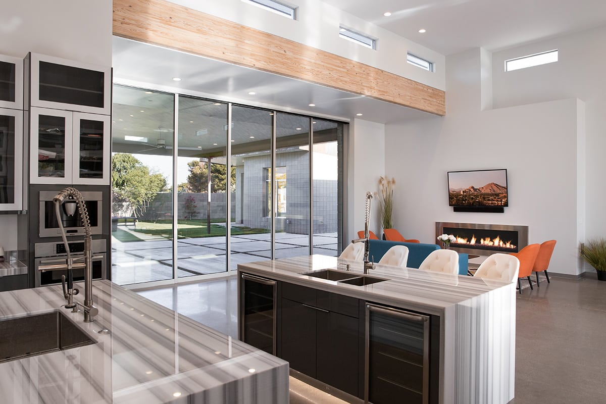 The huge multi-slide door in the great room lends itself perfectly to the home's open floor plan.