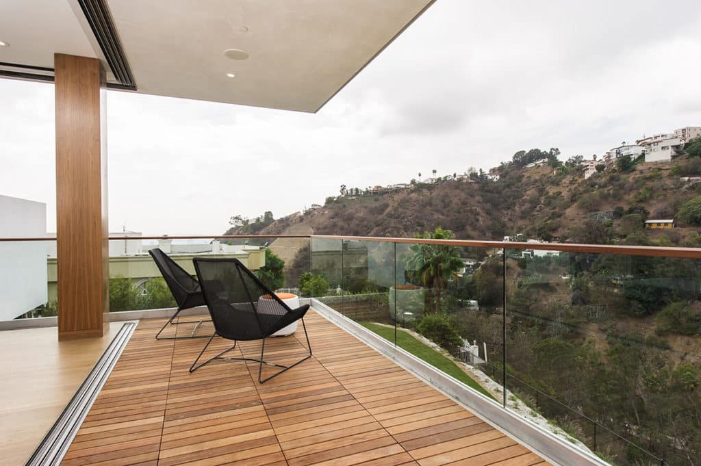A view of the landscape from the master bedroom’s balcony.